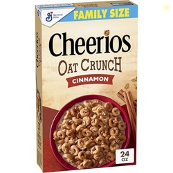 Cheerios Oat Crunch Cinnamon Breakfast Cereal, Made with Whole Grain, 