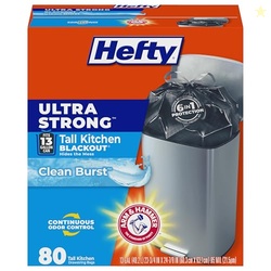 Hefty Ultra Strong 13 Gallon Trash Bags, Black Tall Kitchen Trash Bags