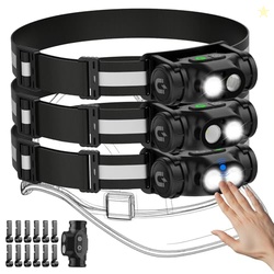 Spriak Rechargeable Headlamp 3PCS, High Lumens Bright Head Lamp Led wi