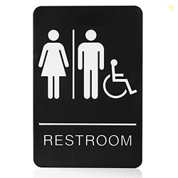 Bebarley Self-Stick ADA Braille Unisex Restroom Signs-Bathroom Signs w