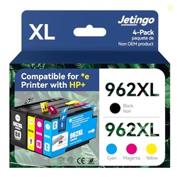 Jetingo 962xl Ink Cartridges Combo Pack for HP 962XL Black and Color R