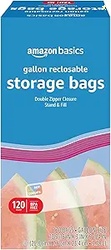Amazon Basics Reclosable Gallon Food Storage Bags with Double Zipper S