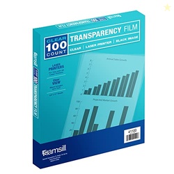 Samsill 100 Pack Transparent Printer Sheets, Projector Film, Clear Tra