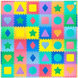 ProSource Kids Foam Puzzle Floor Play Mat with Shapes & Colors 36 Tile