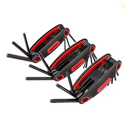 Amazon Basics Folding Hex Key Set, Metric, SAE, and Star Sizes, Chrome