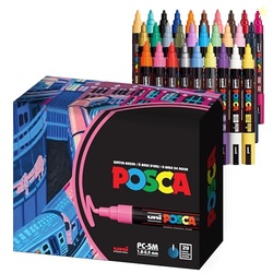 Uni Posca Paint Markers, 5M Medium Acrylic Markers with Reversible Tip