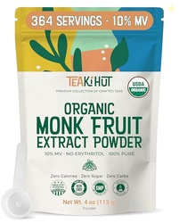 Pure Organic Monk Fruit Extract Powder, No Erythritol 4oz, 100% Monk F