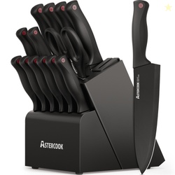 Astercook 14-Piece Kitchen Knife Set Knives Block Set with Built-in Sh