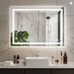 EDX 24"X32" Anti-fog LED Bathroom Mirror with Dual Light Source and Th
