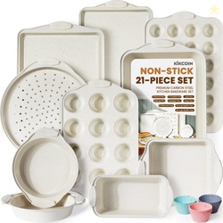 Kikcoin Bakeware Set 21-Piece Baking Pans Set Kitchen Carbon Steel Bak
