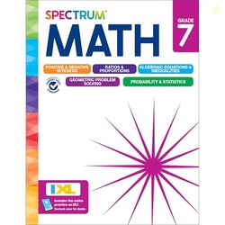 Spectrum 7th Grade Math Workbooks, Mathematics Middle School Books Cov