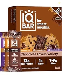 IQBAR Clean Plant Protein Bars - Chocolate Lovers Variety - 12 Count -
