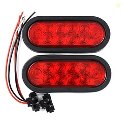 PPI (2) Red Trailer Truck LED Sealed RED 6" Oval Stop/Turn/Tail Light 