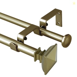Urbanest Adjustable Double Curtain Rod Set Metal with Decorative Squar