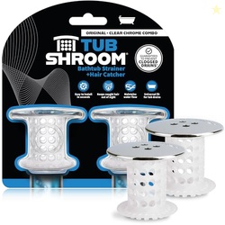 TubShroom Bathtub Drain Protector and Hair Catcher - 2 Pack, Chrome - 