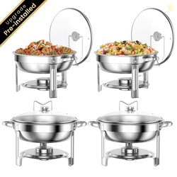 Chafing Dish Buffet Set 4 Pack: TINANA 5QT Stainless Steel Chafing Dis