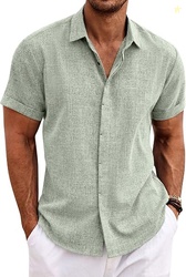 COOFANDY Men's Linen Shirts Short Sleeve Casual Shirts Button Down Shi
