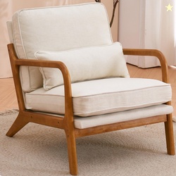 UBesGoo Modern Arm Chair Linen Fabric Upholstered Comfy Reading Accent