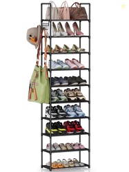 10 Tier Metal Shoes Rack Bug Hull Narrow Stackable Shoes Shelf with Ho
