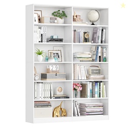 Homfa 74.3 Double Wide 6-Tier Bookcase Extra Large Wooden Freestanding