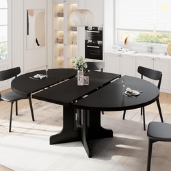 iPormis 59" Extendable Round Dining Table for 6 Modern Kitchen Table w