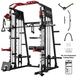 Mikolo Smith Machine Home Gym 2200 lbs Power Rack Cage with Cable Cros