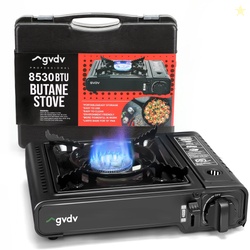GVDV Portable Camping Stove 1 Burner Butane Gas Stove with Updated Car
