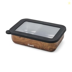 S'well Stainless Steel Bento Box, Teakwood, Fits One Large Entree Or S