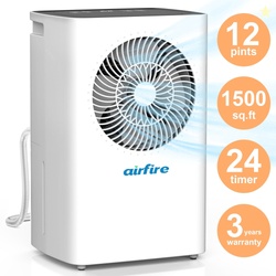 AIRFIRE 12 Pints Dehumidifiers (DOE) up to 1500 Sq.Ft Dehumidifier wit