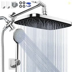 Cshidworld High Pressure 12" Rain Shower Head Combo with Adjustable Ex