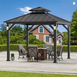 Modern Shade 10' x 10' Hardtop Metal Gazebo with Galvanized Steel Roof