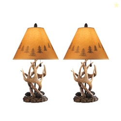 Signature Design by Ashley Derek Rustic Cabin Antler Lamp Set, 2 Count