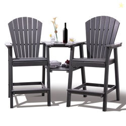 FOOWIN Tall Adirondack Chairs Set of 2HDPE Outdoor Adirondack Barstool