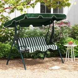 Costway 3 Seats Patio Backyard Canopy Steel Frame Swing Glider Hammock