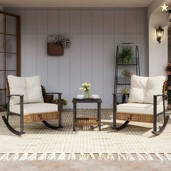 LAUSAINT HOME 3 Pieces Patio Outdoor Conversation Set with 2-Tier Coff