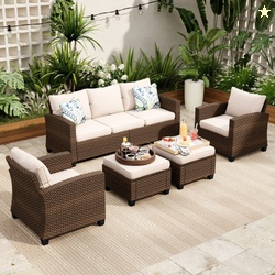 Sophia & William 5 Pieces Wicker Patio Furniture Set 7-Seat Outdoor Co