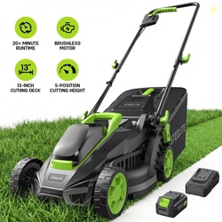 Steelite 13-Inch Cordless Lawn Mower 21V Electric Lawn Mowers with Bru