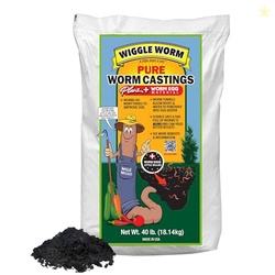 Wiggle Worm 100% Pure Worm Castings Plus Worm Egg Material, 40lbs - Fe