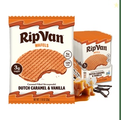 Rip Van Dutch Caramel & Vanilla Stroopwafels Non-GMO Low Sugar (3g) 12