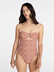 Time and Tru Women's and Women's Plus Cut Out Bandeau One Piece Swimsu