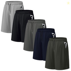 ASUDESIRE 5 Pack Men's Athletic Shorts Mesh Workout Gym Activewear Bas