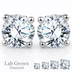 JeenMata Lab Grown Diamond Earrings 0.50 Carat Round Cut 18K White Gol