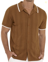 Iceglad Men's Casual Button Down Shirt Short Sleeve Vintage Clothes Kn