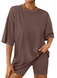 SUNBS 2 Piece Outfit for Women Lounge Sets Oversized Tshirts Matching 