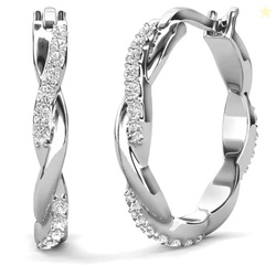 Cate & Chloe Lauren 18k White Gold Plated 22mm Hoop Earrings with Swar