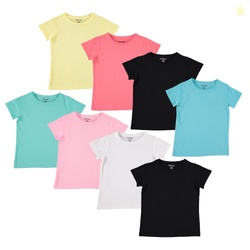 Pink Angel Girl's Casual Short Sleeve Crew Neck Plain T Shirts 8 Count