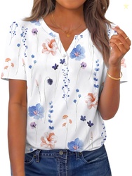Fantaslook Womens Blouses Dressy Casual Tops Summer Short Sleeve V Nec