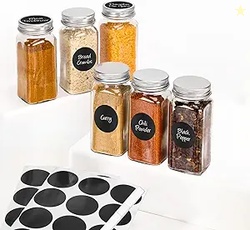 6Pcs Spice Jars with Label 4oz Empty Square Seasoning Containers, Spic