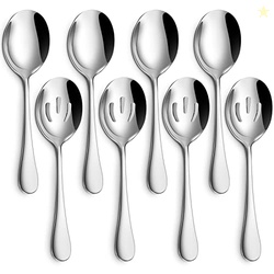 Hiware 8-Piece Serving Set - Includes 4 Spoons and 4 Slotted Spoons, 1