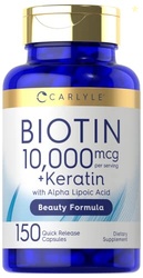Carlyle Biotin 10000mcg | 150 Capsules | Beauty Formula with Keratin |